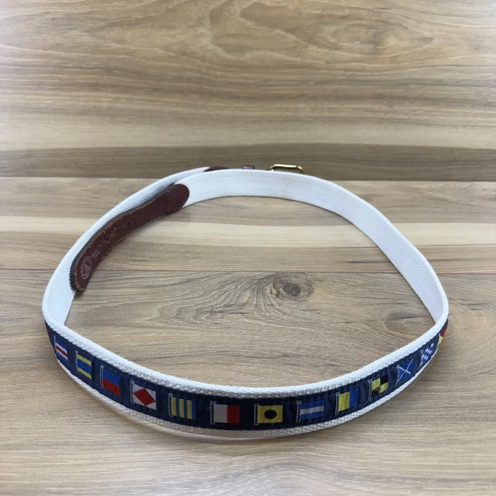 Leather Man Limited Belt Size 46 Brown Leather with‎ Flag Pattern